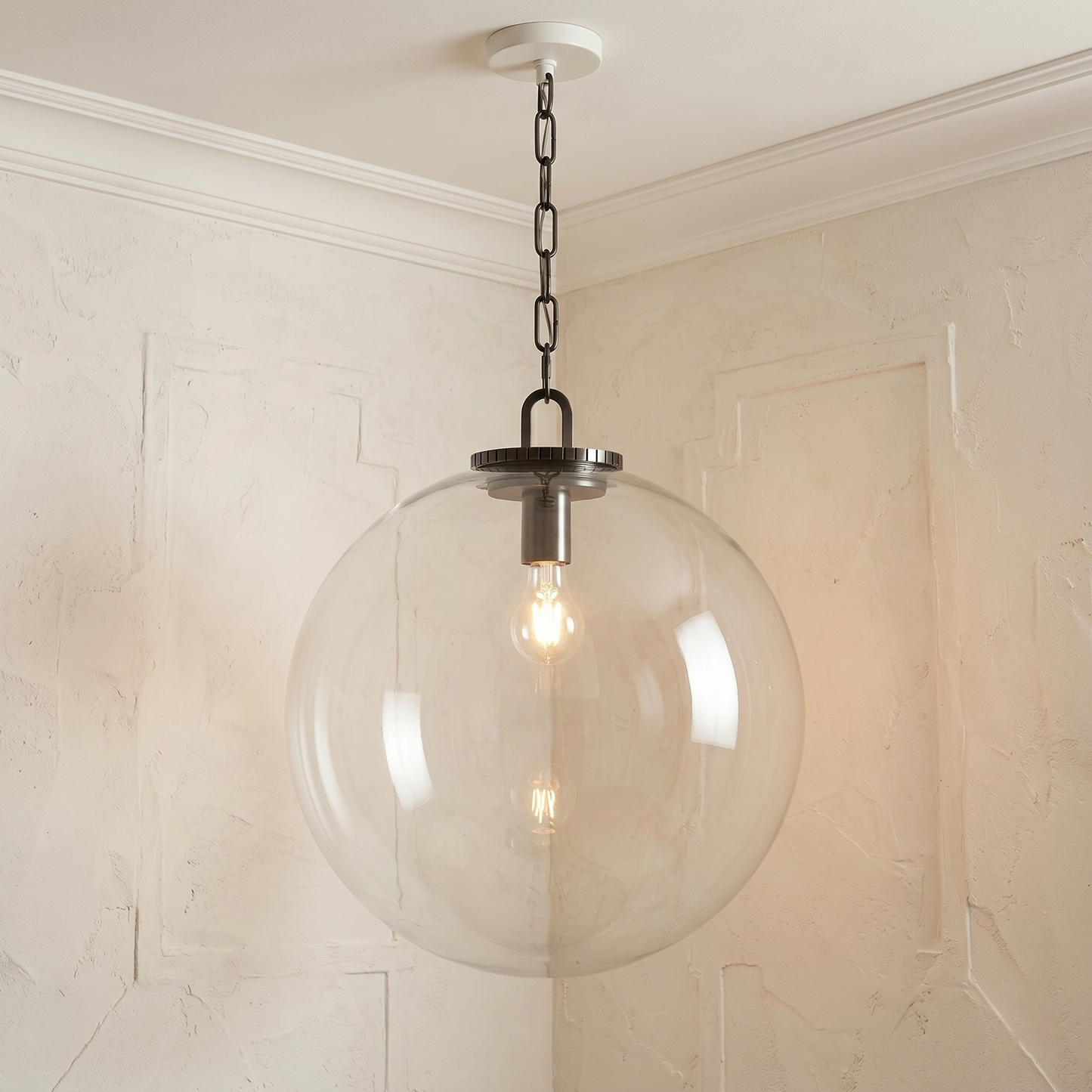 Glass Globe Pendant with Chain