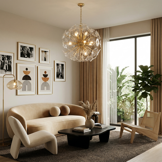 Glass Petal 8-Light Round Chandelier