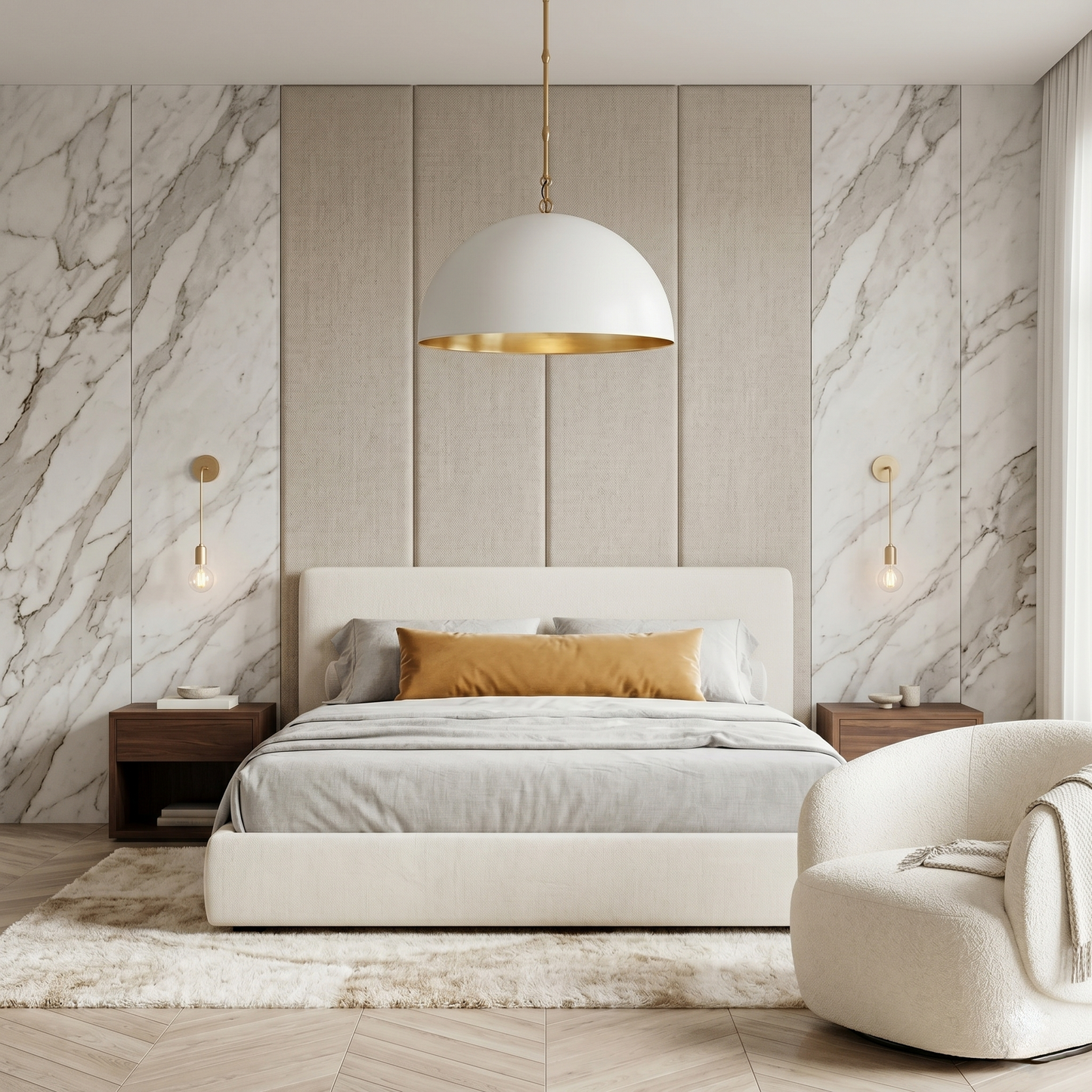 Chain-Accent Dome Pendant Light