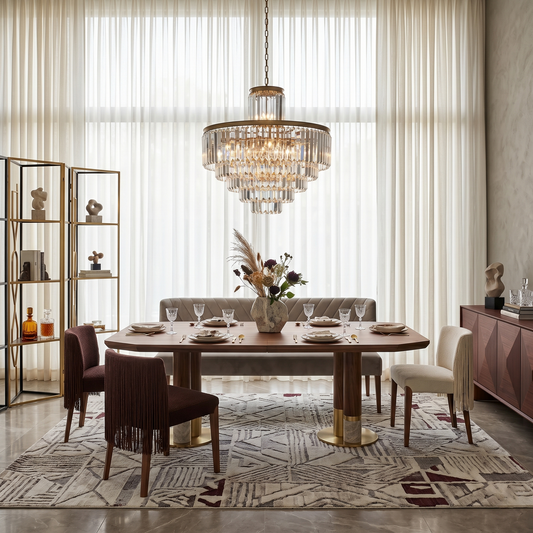 Faceted Glass Prism Tiered Chandelier