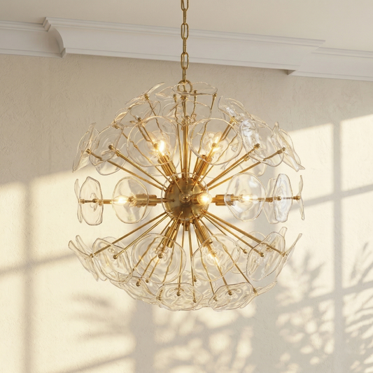 Glass Petal 8-Light Round Chandelier