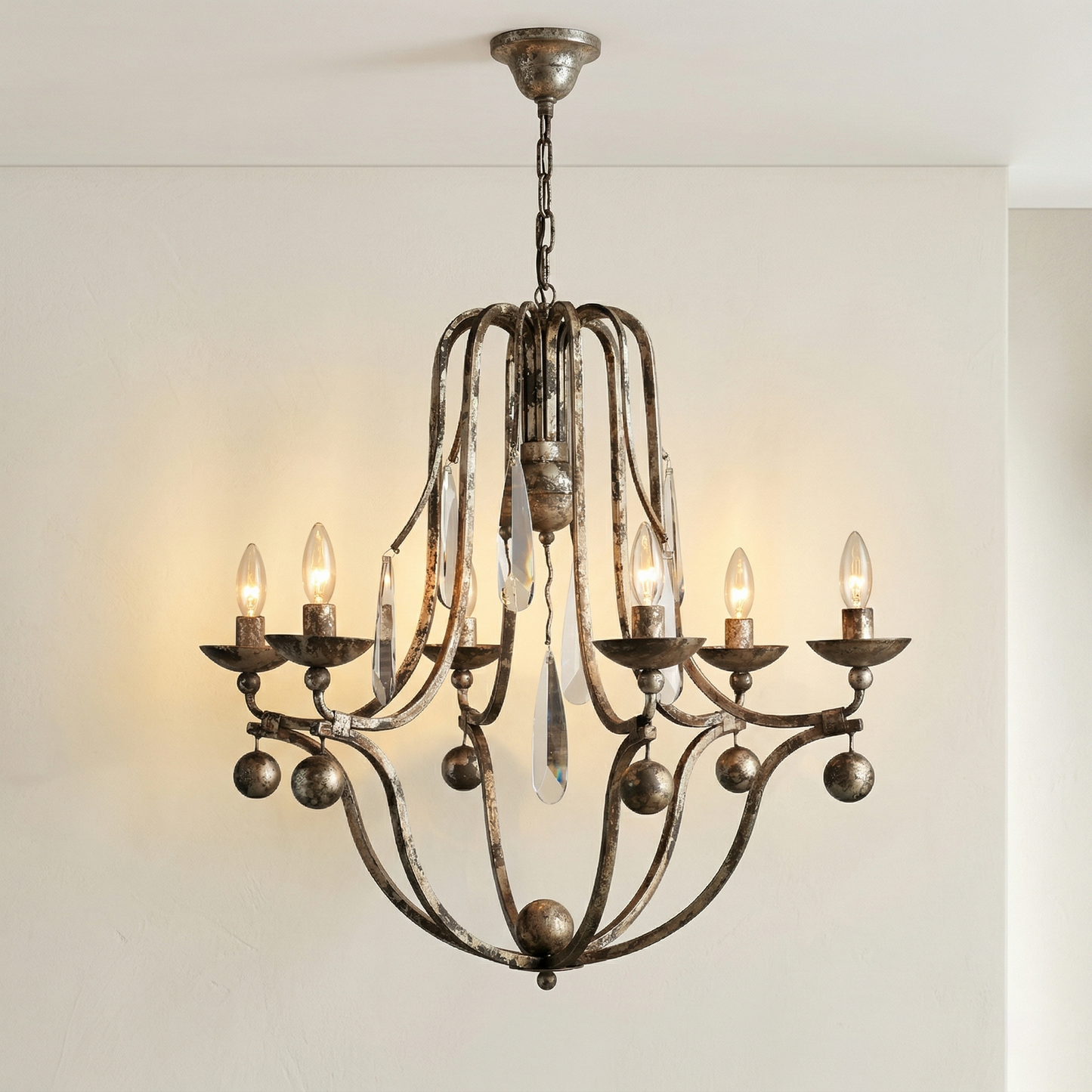 Crystal Teardrop 6-Light Chandelier