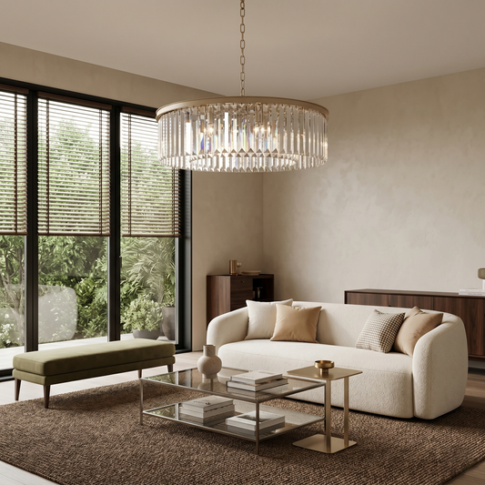Faceted Glass Prism Round Chandelier