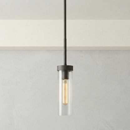 Fluted Glass Cylinder Pendant