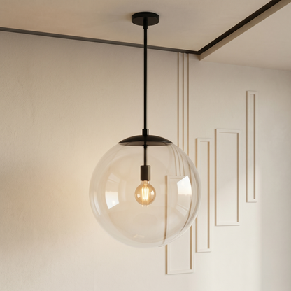 XL Glass Globe Pendant with Rod