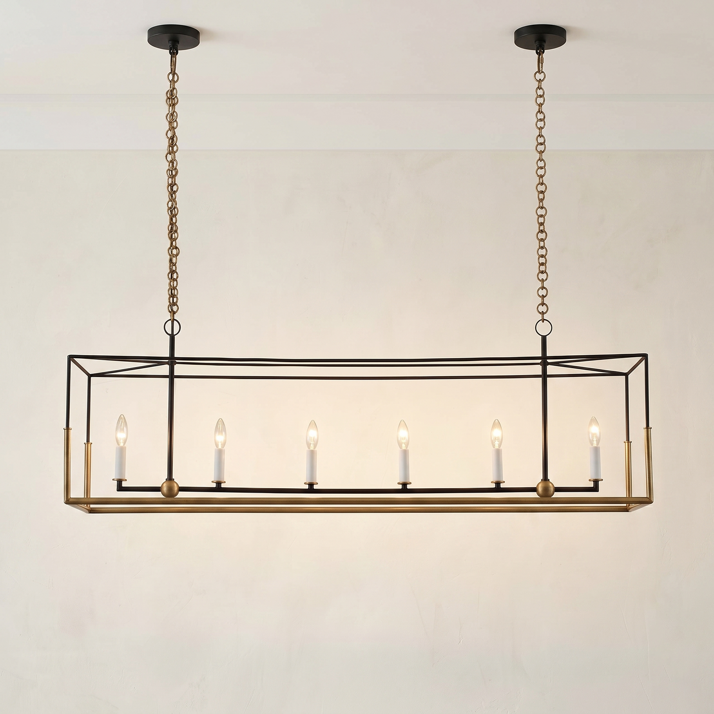 Two-Tone Open Frame Linear Chandelier