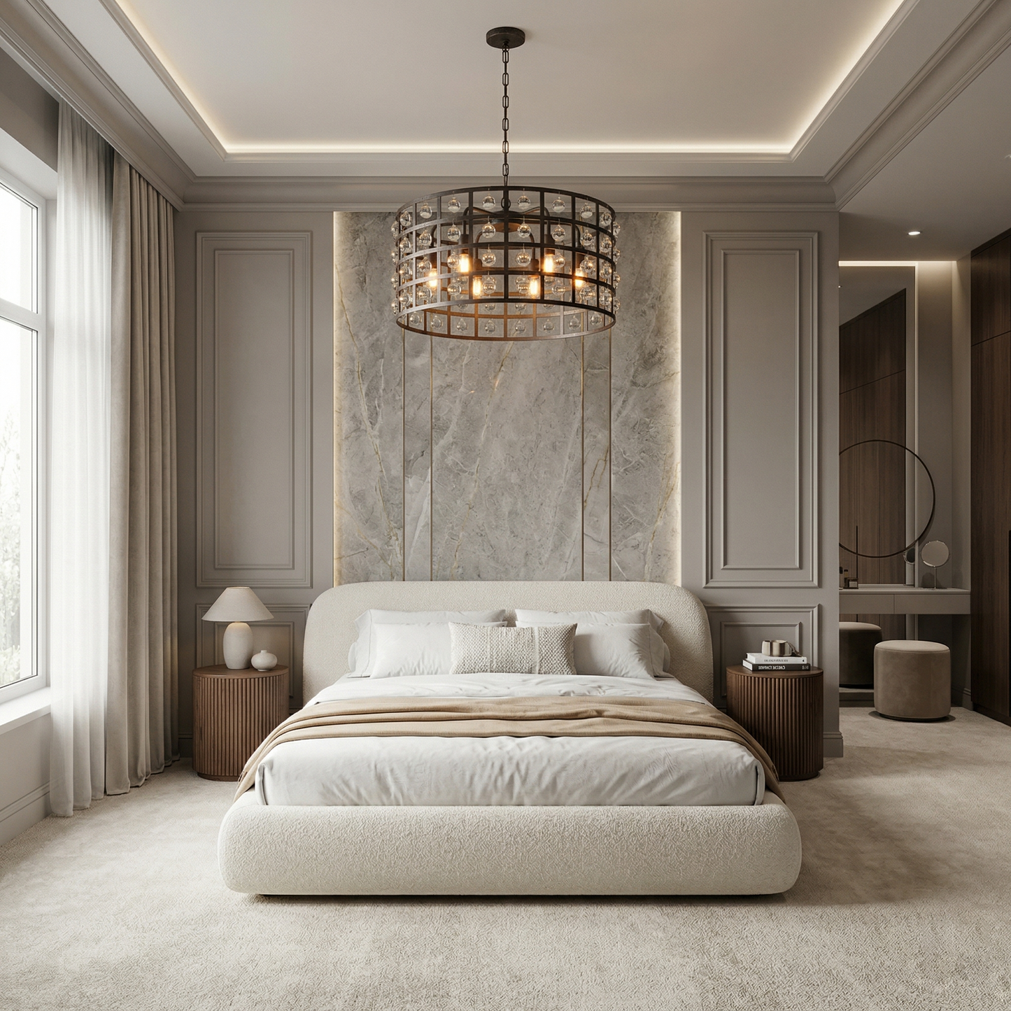 Bronze Cage 6-Light Crystal Chandelier