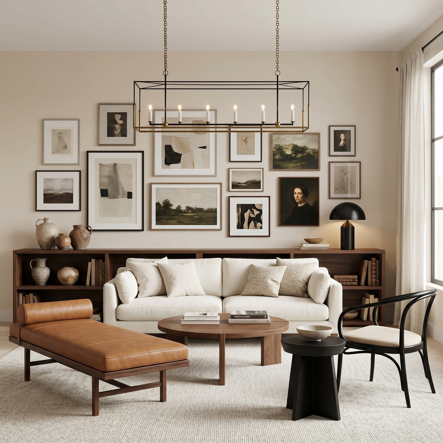 Two-Tone Open Frame Linear Chandelier