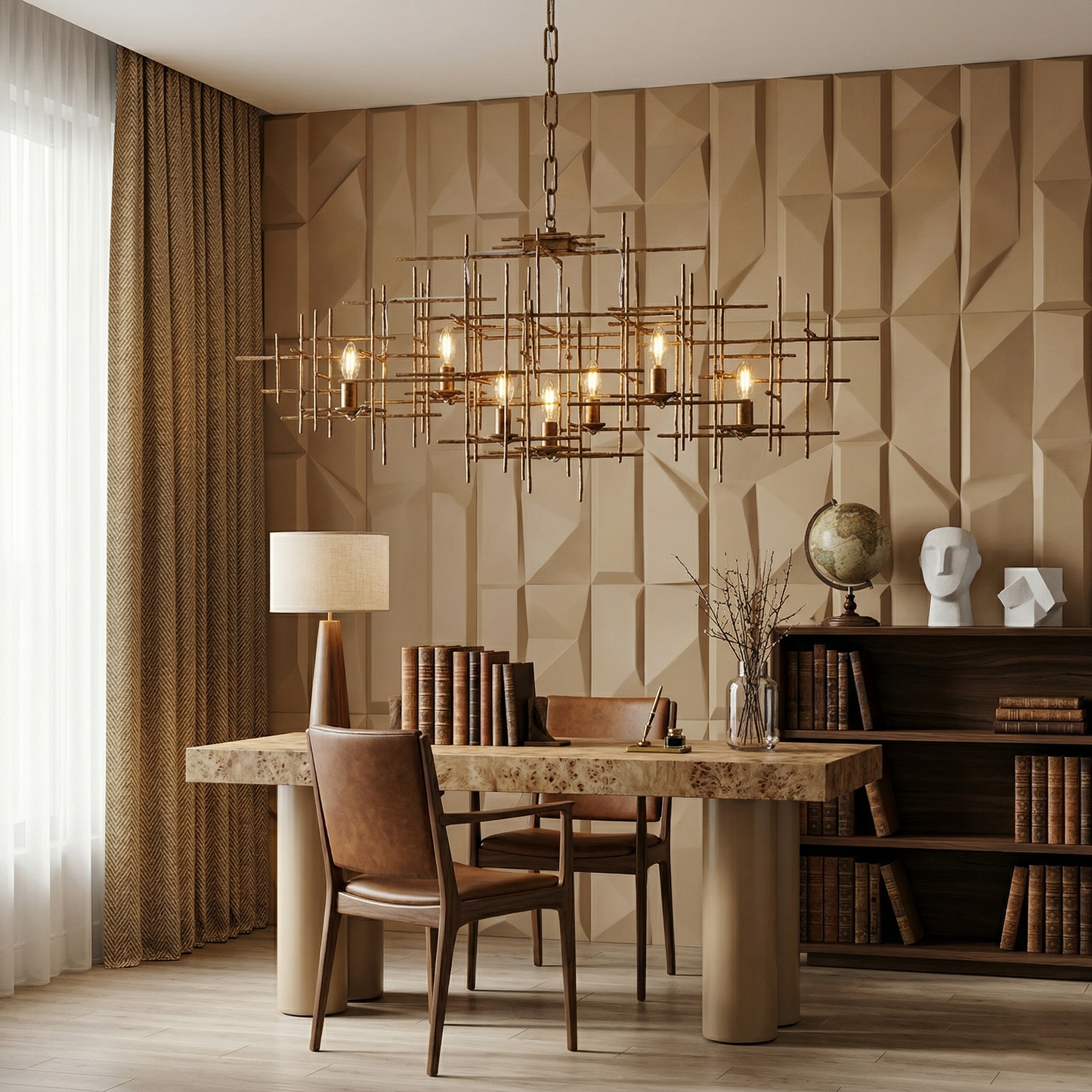 Hammered Iron 7-Light Linear Chandelier
