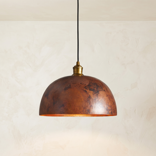 Hand-Hammered Recycled Metal Dome Pendant