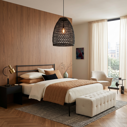 Black Woven Outdoor Pendant Light