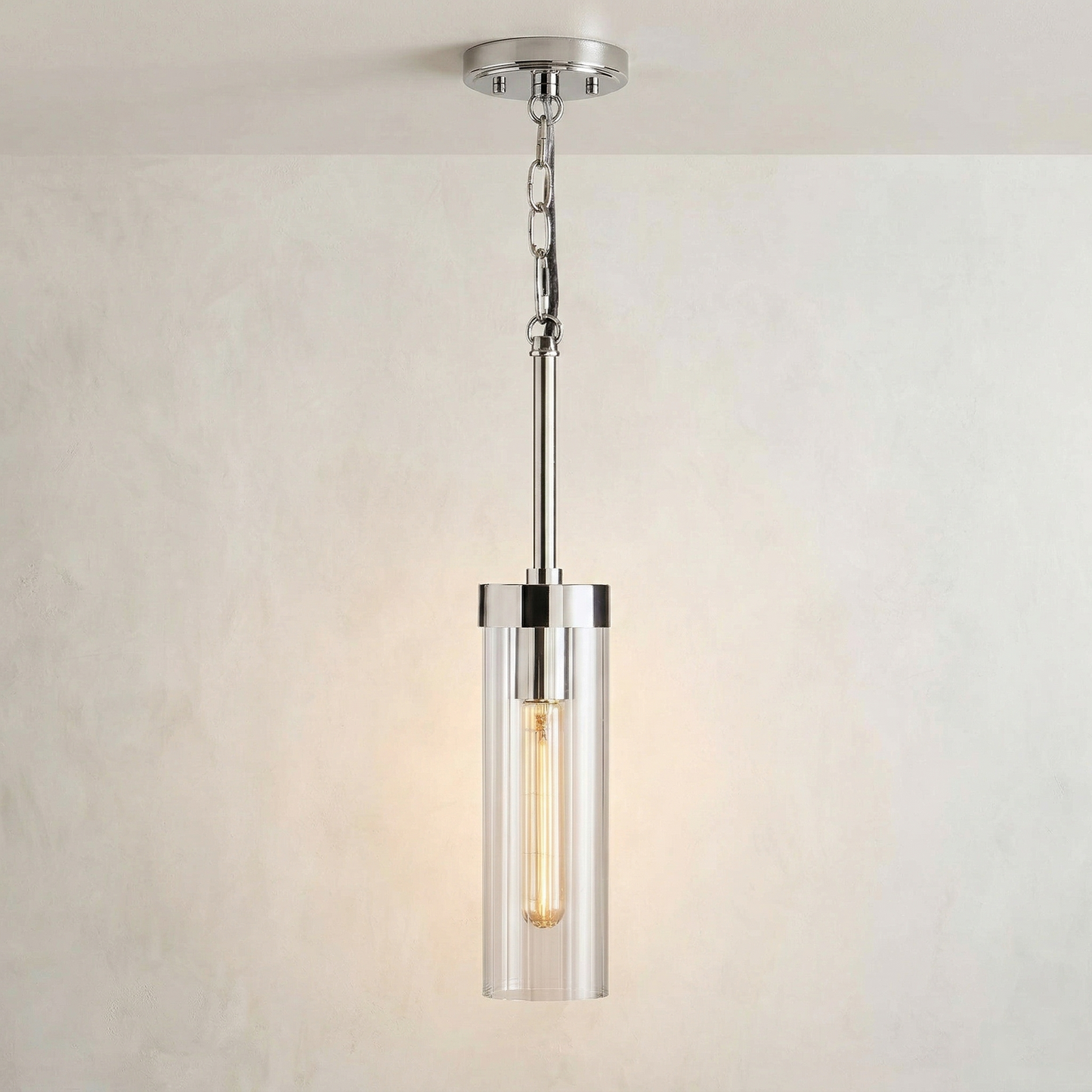Fluted Glass Cylinder Pendant