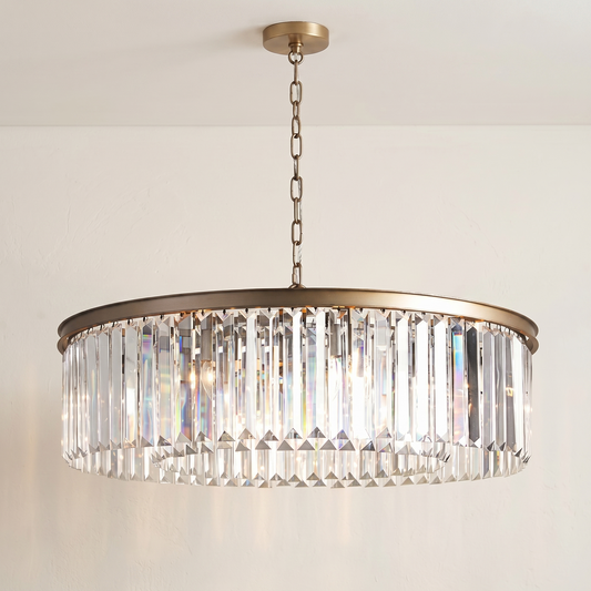 Faceted Glass Prism Round Chandelier