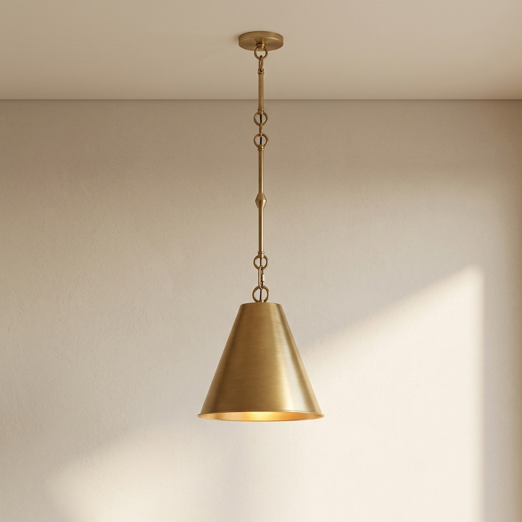 Chain-Accent Cone Pendant Light