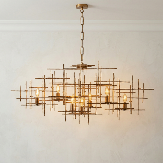 Hammered Iron 7-Light Linear Chandelier