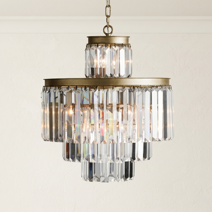 Faceted Glass Prism Tiered Chandelier