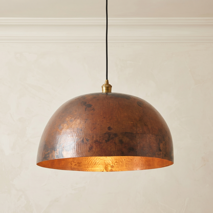 Hand-Hammered Recycled Metal Dome Pendant