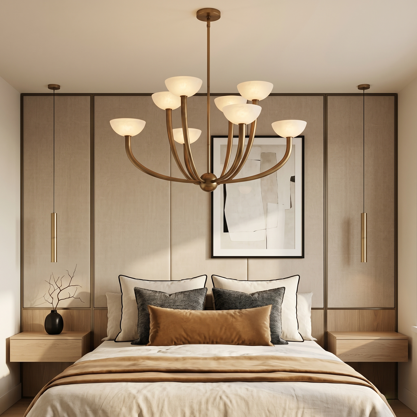 Alabaster Shade Round Chandelier