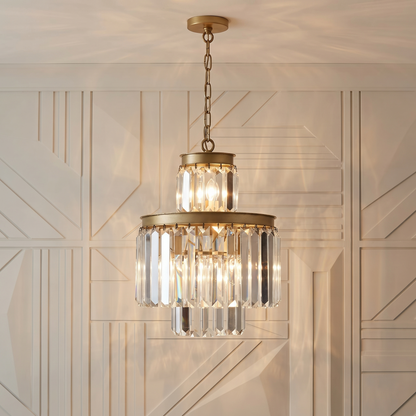 Faceted Glass Prism Tiered Chandelier