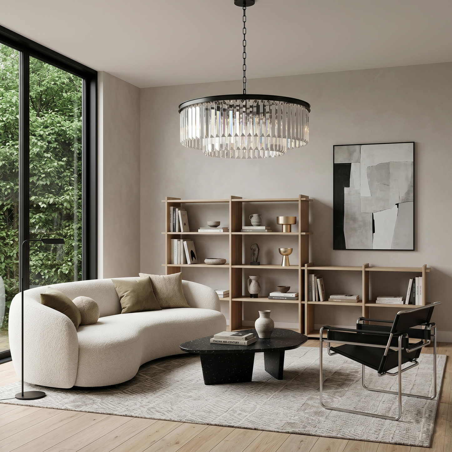 Faceted Glass Prism Round Chandelier