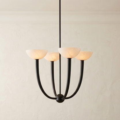 Alabaster Shade Round Chandelier