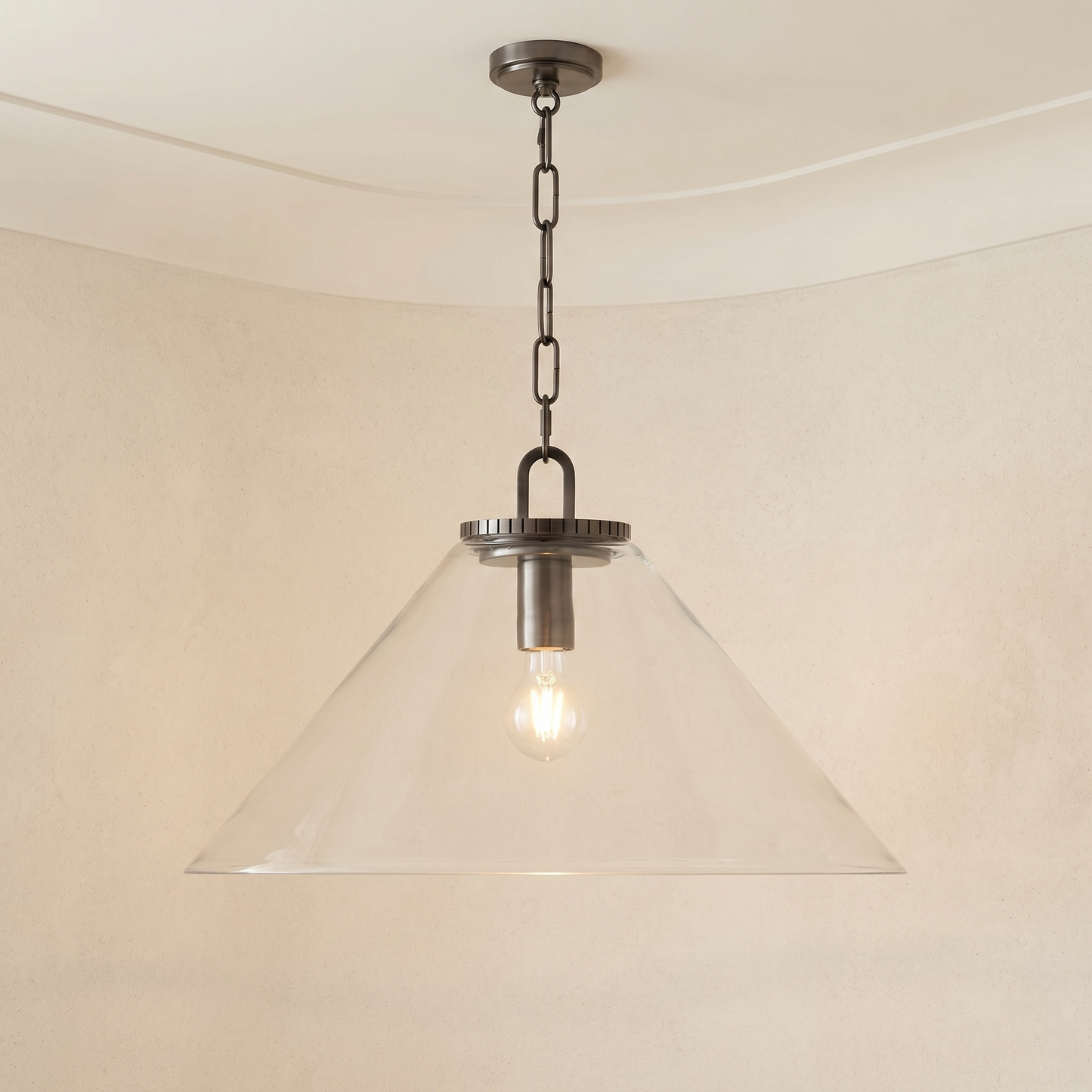 Glass Cone Pendant with Chain