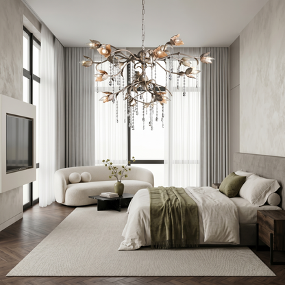 Vine-Inspired Crystal Round Chandelier