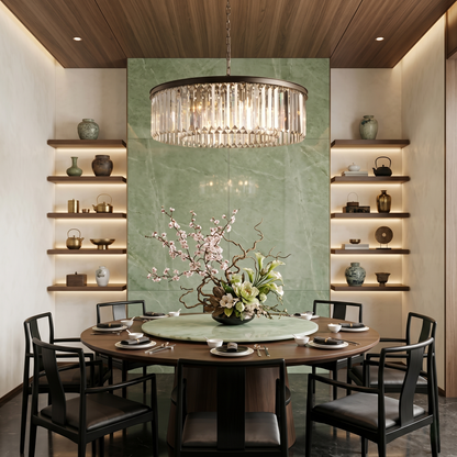 Faceted Glass Prism Round Chandelier