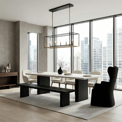 Two-Tone Open Frame Linear Chandelier