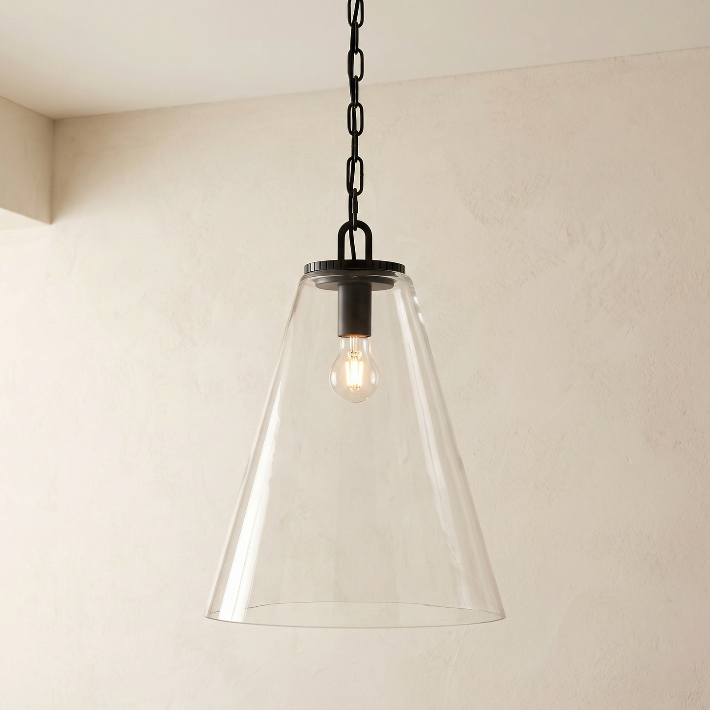 Glass Cone Pendant with Chain