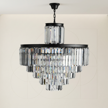 Faceted Glass Prism Tiered Chandelier