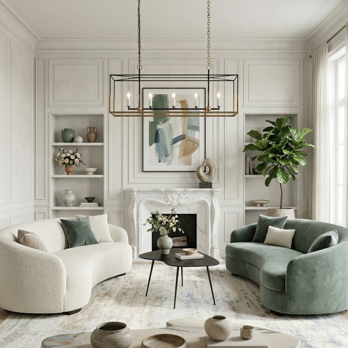 Two-Tone Open Frame Linear Chandelier