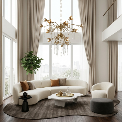 Vine-Inspired Crystal Round Chandelier