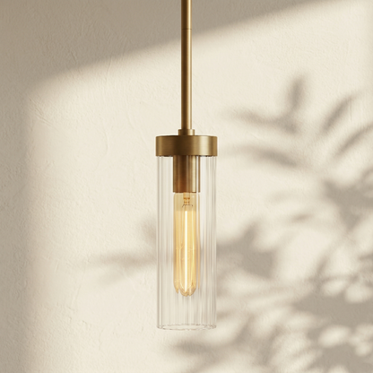 Fluted Glass Cylinder Pendant