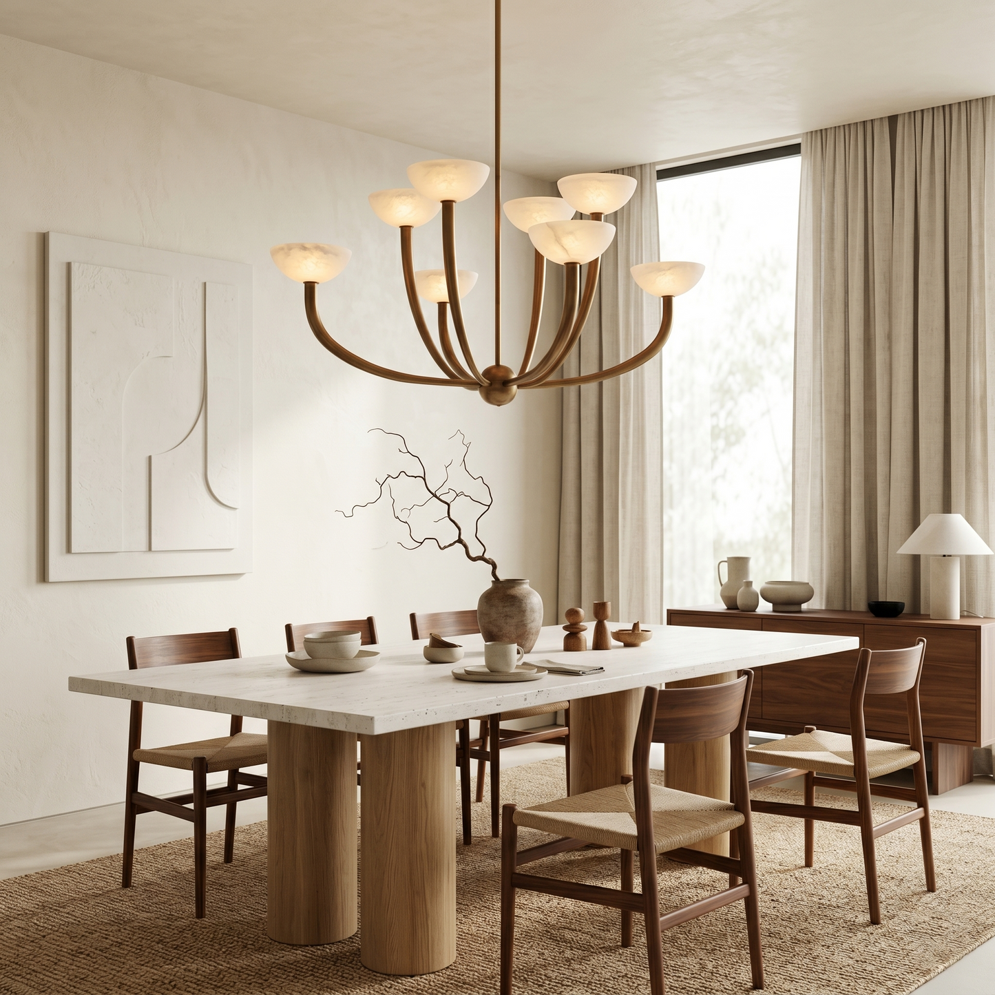 Alabaster Shade Round Chandelier