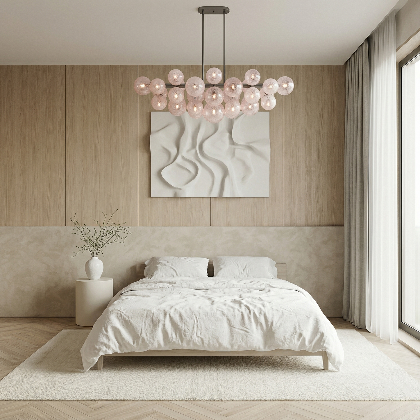 Bubble Glass Globe Linear Chandelier