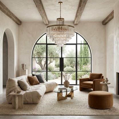 Faceted Glass Prism Tiered Chandelier