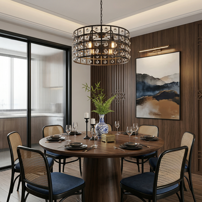 Bronze Cage 6-Light Crystal Chandelier