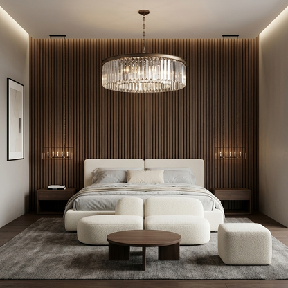 Faceted Glass Prism Round Chandelier