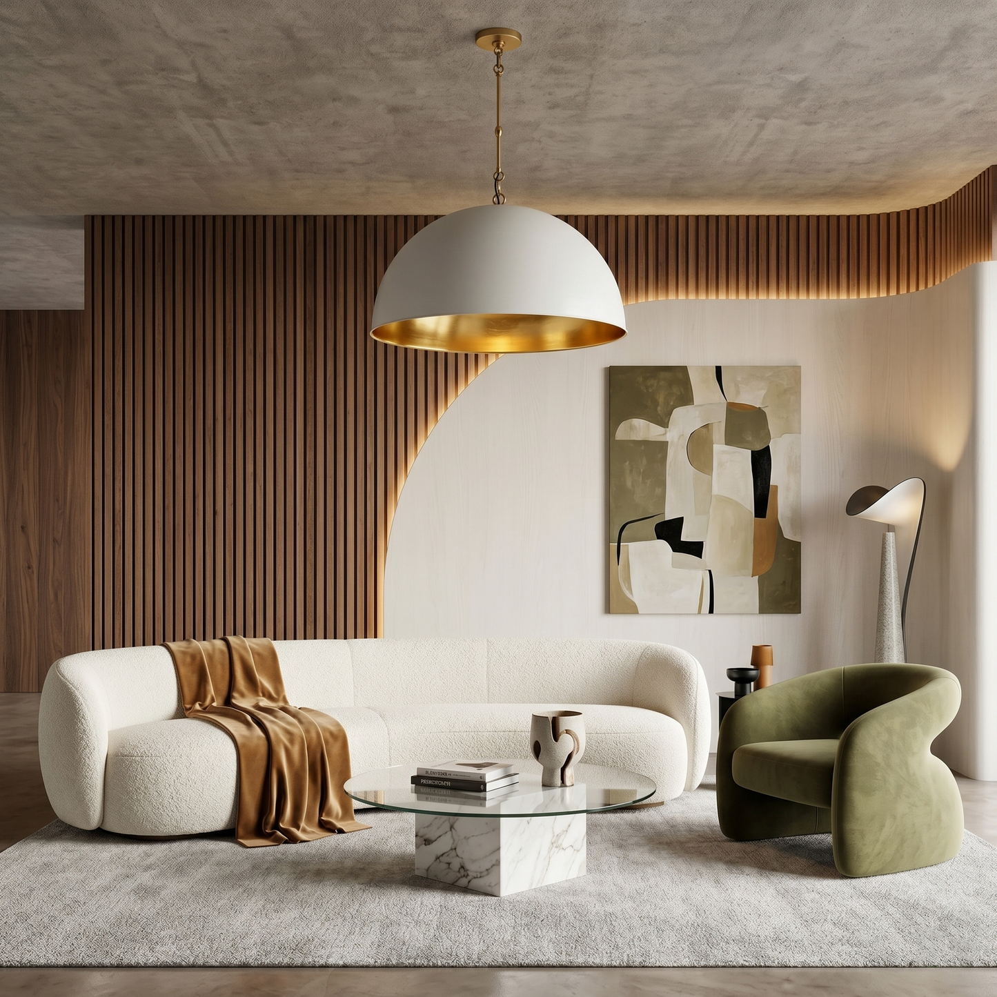 Chain-Accent Dome Pendant Light