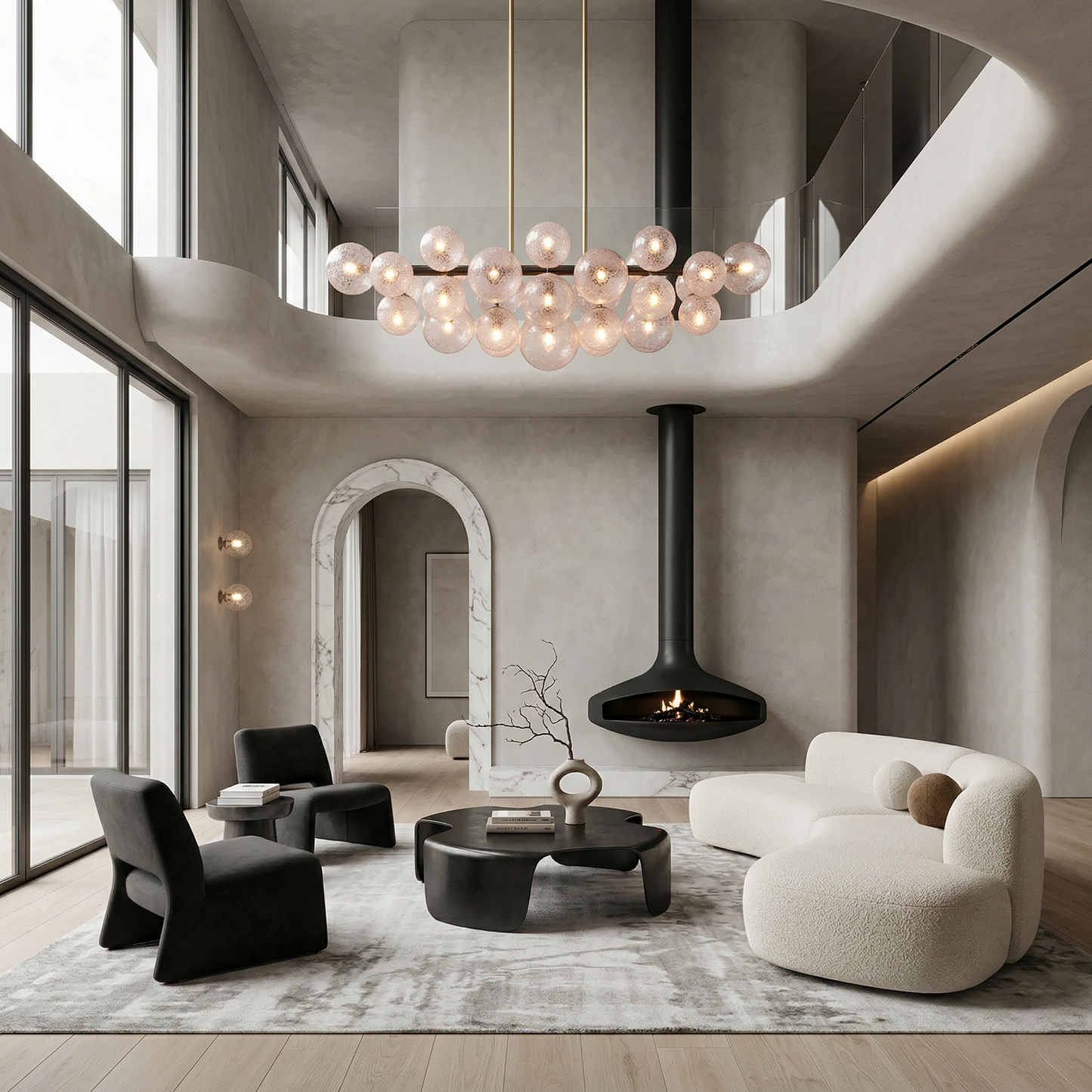 Bubble Glass Globe Linear Chandelier
