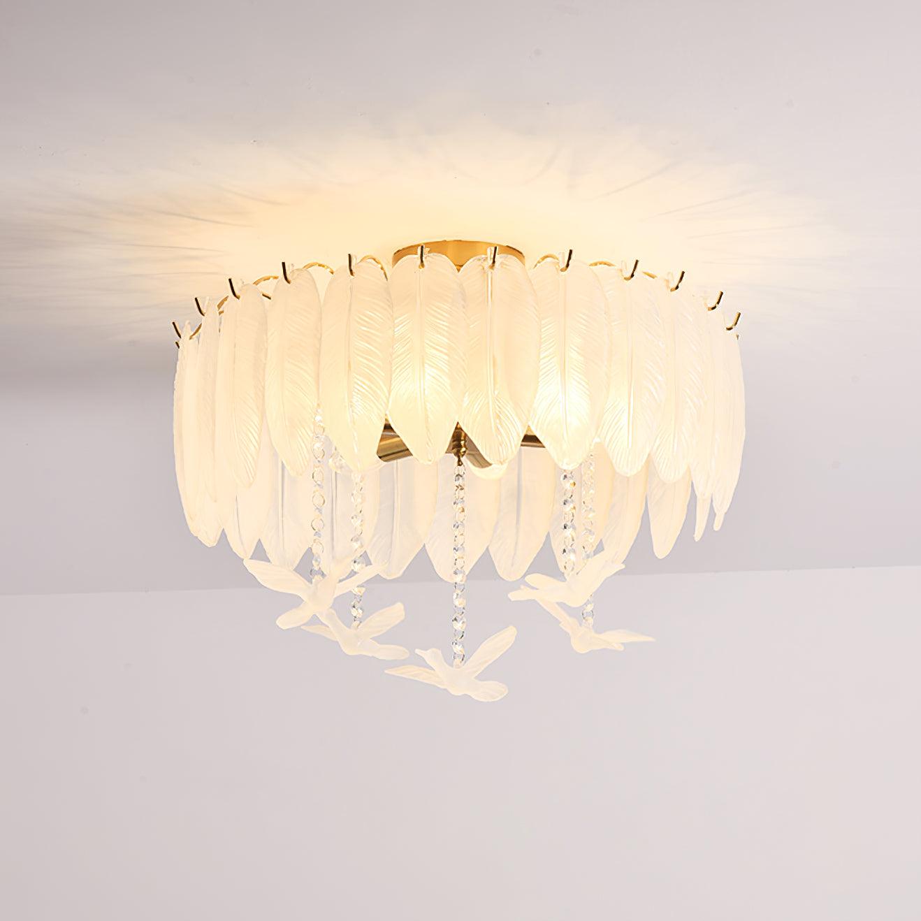Glass Feather Ceiling Light