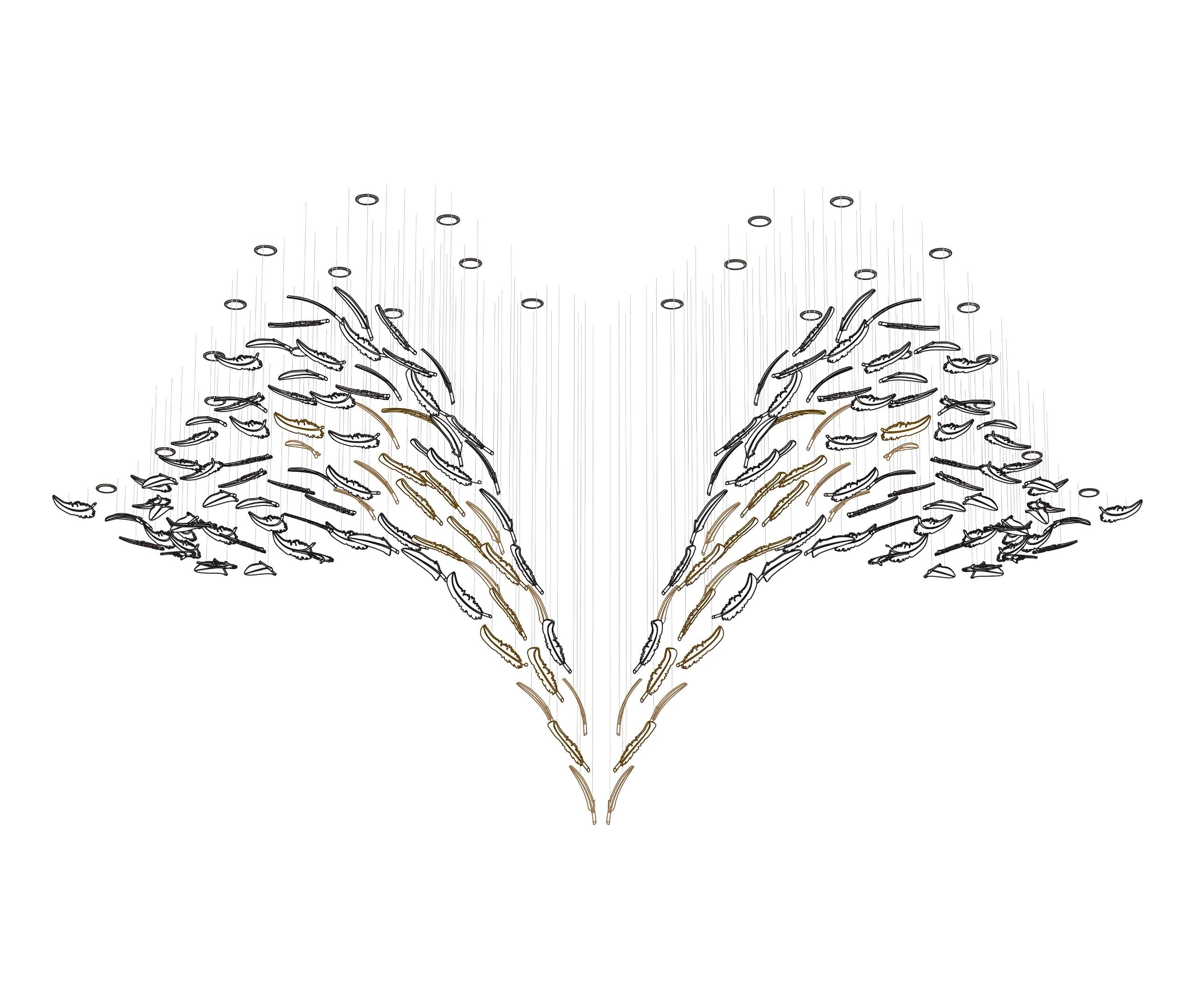 Glass Feathers Flying Chandelier