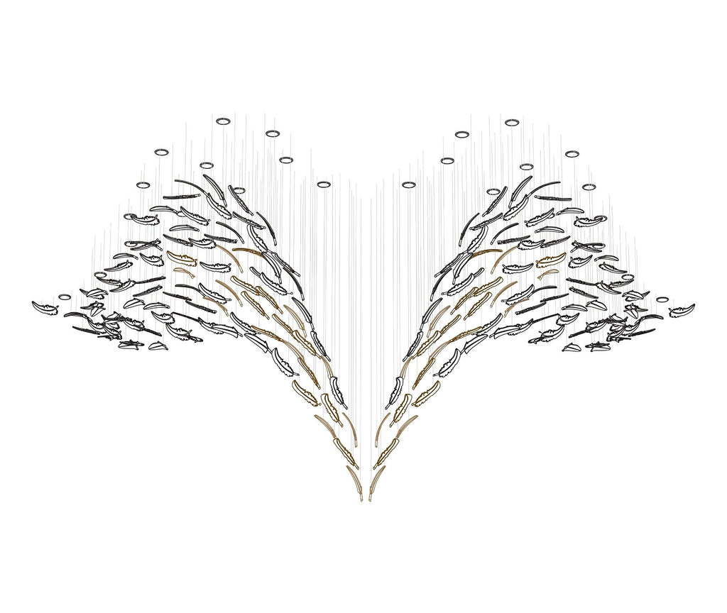 Glass Feathers Flying Chandelier