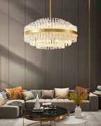 Gold & Clear Rod Chandelier
