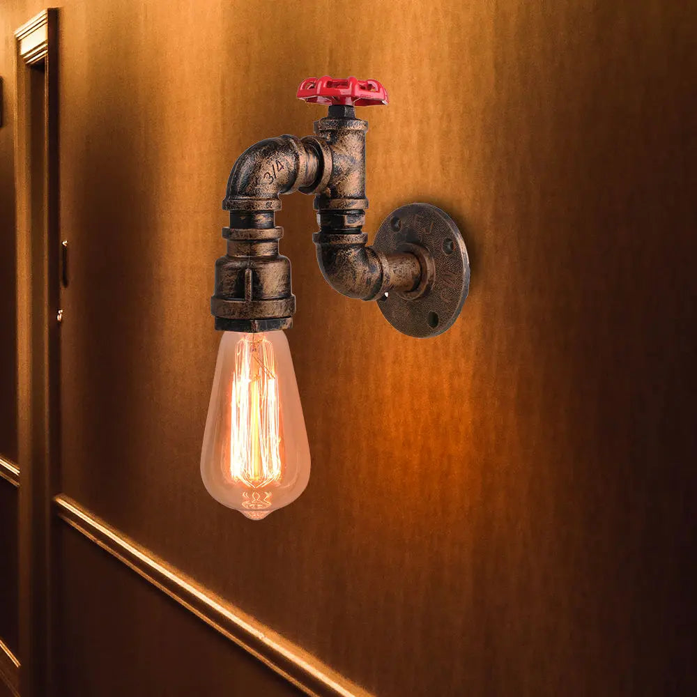 Iron Water Pipe Wall Lamp E27 Loft Bar Lighting Fixtures