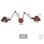 Vintage Iron Swimming Arm Wall Lamp - Rustic Retro Reading Light