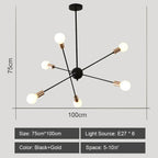 Modern Rod Iron Sputnik Chandelier Vintage Ceiling Lamp for Home Lighting