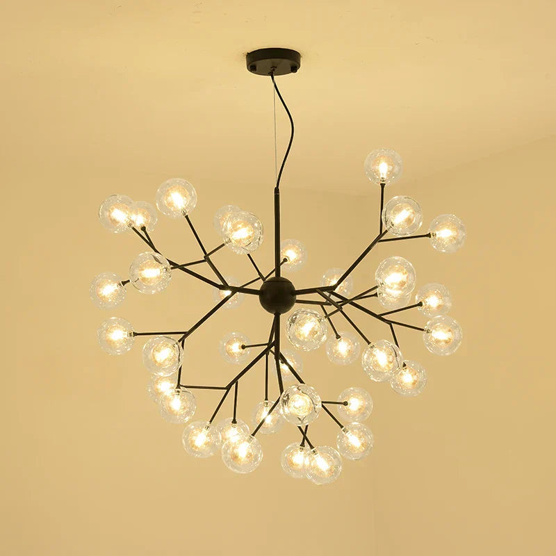 Heracleum Firefly Glass Ball Chandelier: Gold Luxury Lighting for Dining Kitchen Staircase