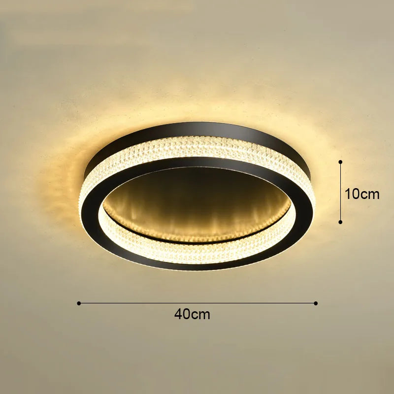 Black Gold Crystal Chandelier LED Ceiling Light for Living Room Bedroom